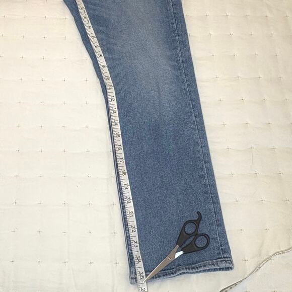 Loft High-Rise Straight Crop Distressed 5-Pocket Jeans Women's 29/8 | Blue Denim - Picture 10 of 11